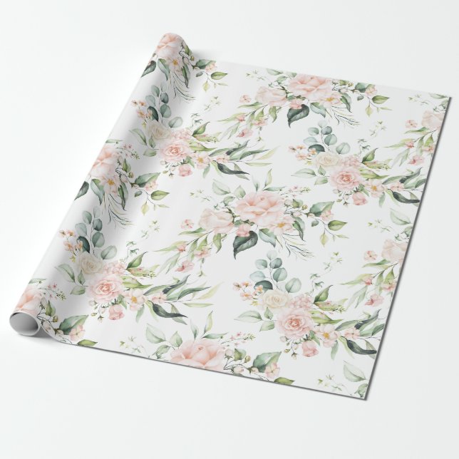 Elegant Rosa  Eucalyptus Wrapping Presentpapper (Utrullad)