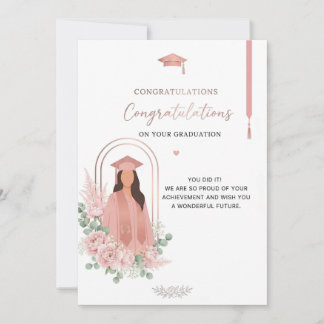 Elegant Rosa Examenkort | Grattis Inbjudningar