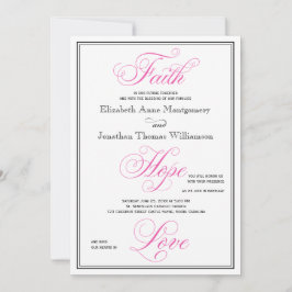 Elegant Rosa Faith Hope Kärlek bröllopsinbjudan Inbjudningar
