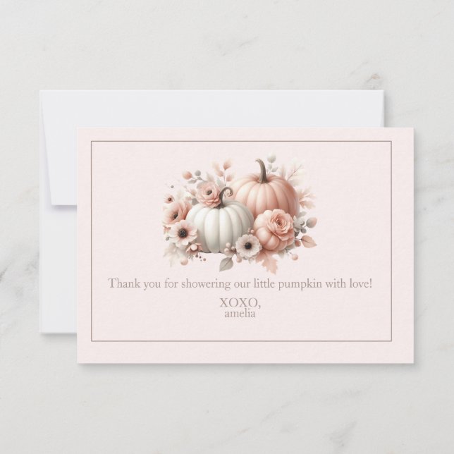 Elegant  Rosa Fall Pumpkin Tack Kort (Baksida)