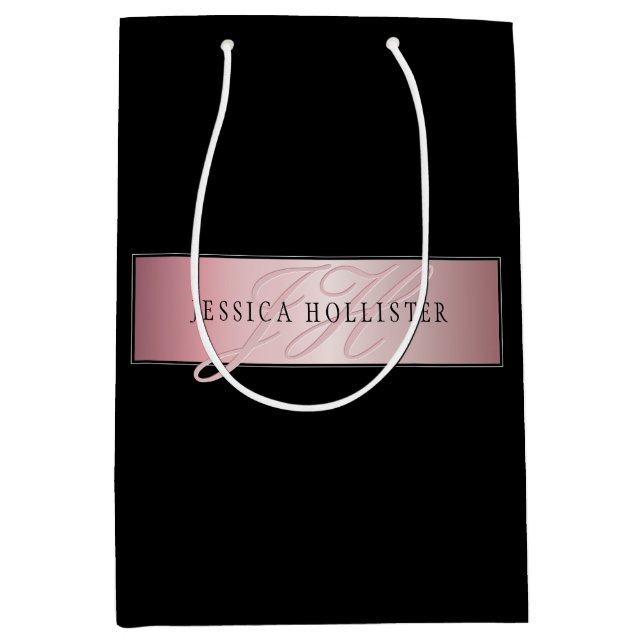 Elegant Rosa Fals Rosa Guld | Namn & Initialer (Framsidan)