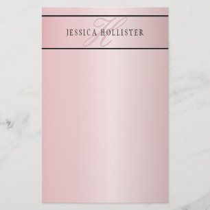 Elegant Rosa Fals Rosa Guld Namn & Initialer Brevpapper