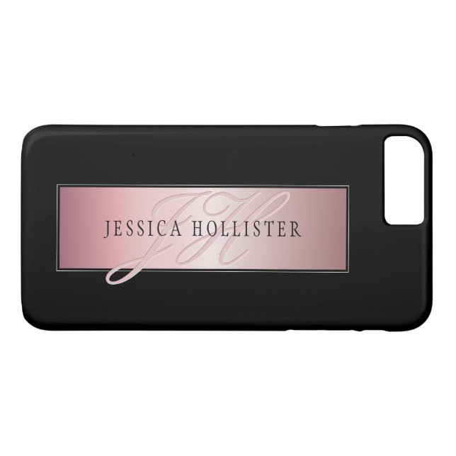 Elegant Rosa Fals Rosa Guld | Namn & Initialer Case-Mate iPhone Skal (Baksida (horisontal))