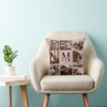 Elegant  Rosa Family Photo Collage | Monogram