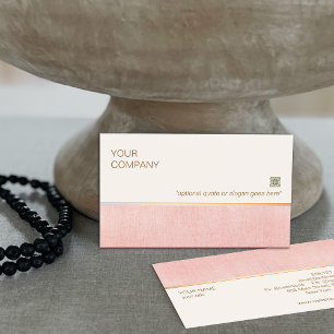 Elegant Rosa Faux Linen och Guld Rand Visitkort