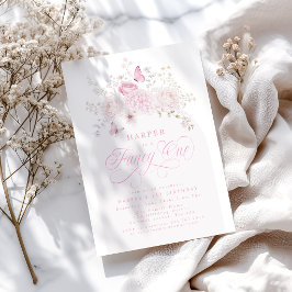 Elegant Rosa Finurlig Ettårs Födelsedagsfest Inbjudningar