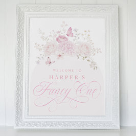 Elegant Rosa Finurlig Ettårs Födelsedagsfest Poster