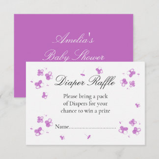 Elegant rosa fjäril Baby Shower Blöja Lotteri Tack Kort