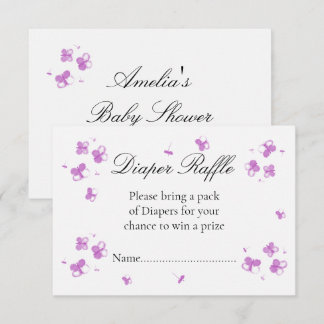 Elegant rosa fjäril Baby Shower Blöja Lotteri Tack Kort