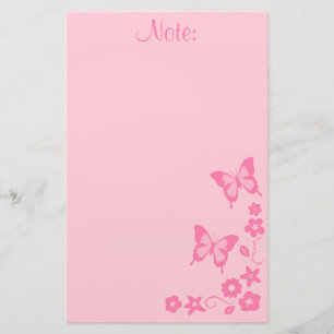 Elegant Rosa Fjäril Flowers Girl Brevpapper