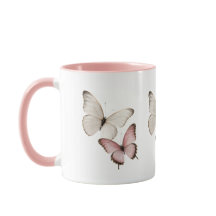 Elegant Rosa Fjäril Mugg
