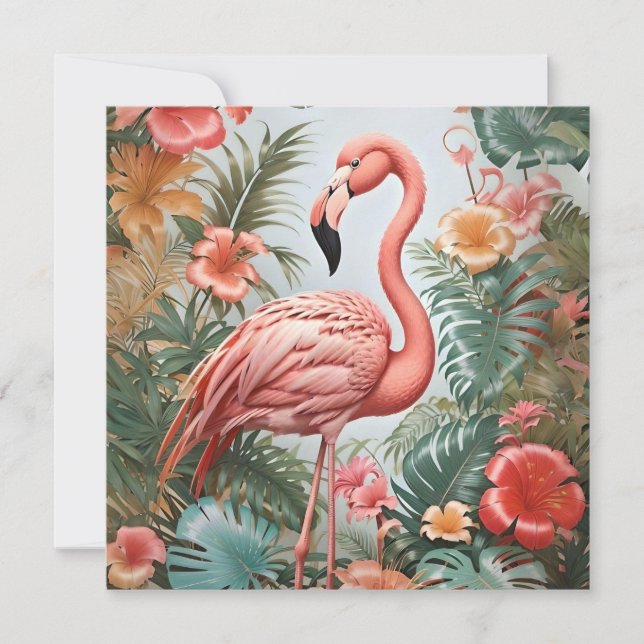 Elegant Rosa Flamingo Bird and Tropical Flowers (Framsida)