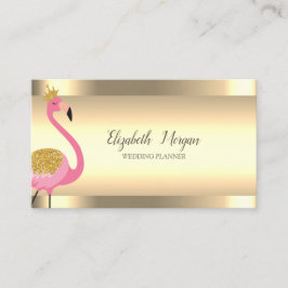 Elegant Rosa Flamingo Guld Rand Visitkort