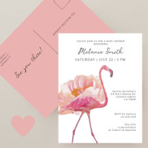Elegant Rosa Flamingo Minimalistisk Bebis-fest