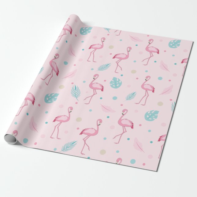 Elegant Rosa Flamingo Pattern Presentpapper (Utrullad)