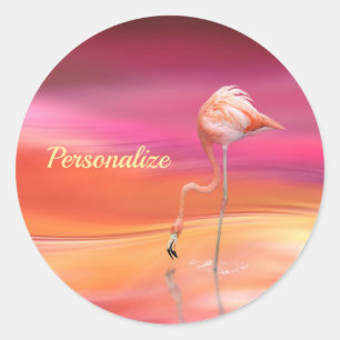 Elegant Rosa Flamingo Surreal Pastellkrita anpassa Runt Klistermärke