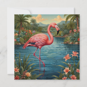 Elegant rosa flamingo tropiska paradise inbjudningar