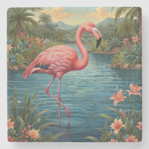 Elegant rosa flamingo tropiska paradise stenunderlägg