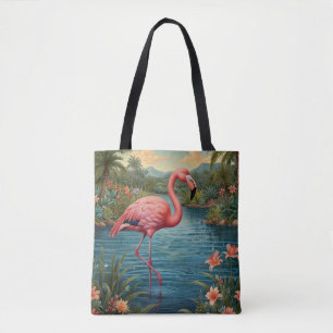 Elegant rosa flamingo tropiska paradise tygkasse