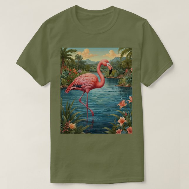 Elegant rosa flamingo tropiska paradislagunen t shirt (Design framsida)