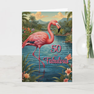 Elegant rosa flamingo tropiskt paradis födelsedag inbjudan