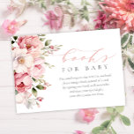 Elegant Rosa Flicka Baby Shower Bokar för Baby Tilläggskort<br><div class="desc">Elegant Rosa Flicka Baby Shower Bokar för Baby-inhägnadskort har vackra blommor och grönska i rosa tillsammans med modern kalligrafi.</div>