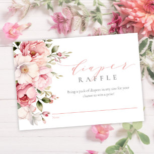 Elegant Rosa Flicka Baby Shower Diaper Raffle Tilläggskort