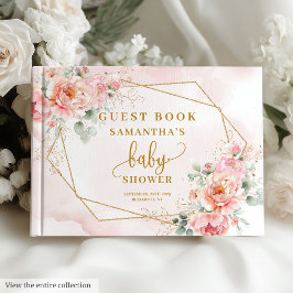 Elegant rosa-flicka för babydusch, gäst i bok