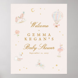 elegant rosa flicka sagobarn baby shower välkommen poster