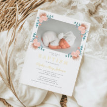 Elegant Rosa Floral Girl Foto Dop Guld