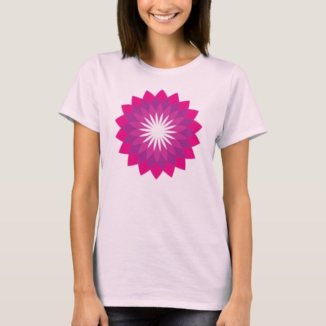 Elegant Rosa Flower Mandala T Shirt (Framsida)