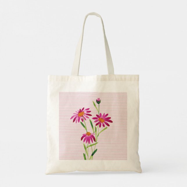 Elegant Rosa Flower Tote Bag Tygkasse (Baksida)