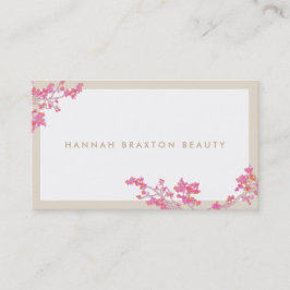 Elegant Rosa Flowers Blommigt Art Beauty Salon Visitkort