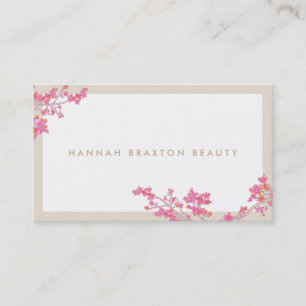 Elegant Rosa Flowers Blommigt Art Beauty Salon Visitkort