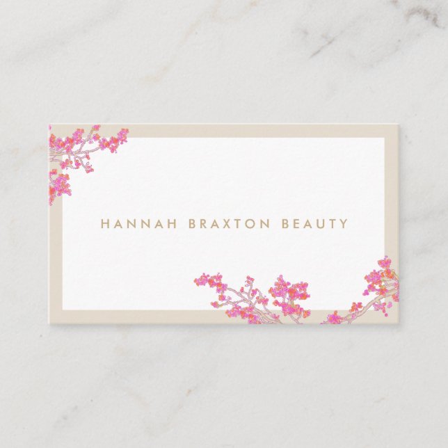 Elegant Rosa Flowers Blommigt Art Beauty Salon Visitkort (Framsida)