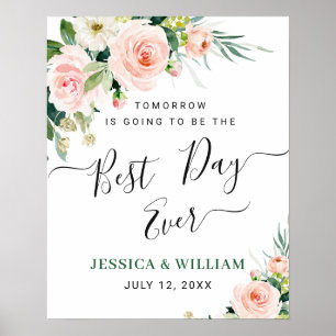 Elegant  Rosa Flowers Blommigt Rehearsal Dinner Poster