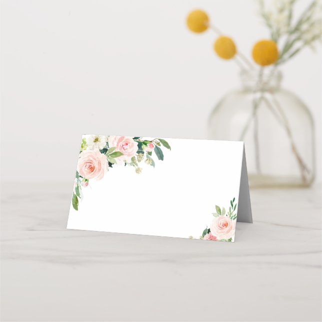 Elegant  Rosa Flowers Bröllop Place Card Placeringskort (Framsida)