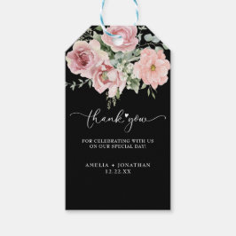 Elegant Rosa Flowers Bröllop Tack Favoriter Presentetikett