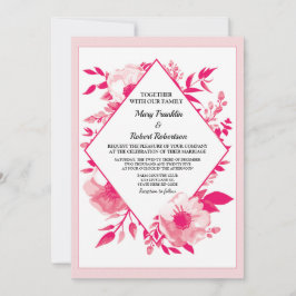 Elegant Rosa Flowers Diamond Bröllopsinbjudan Inbjudningar