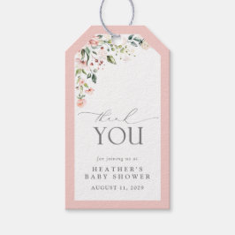 Elegant Rosa Flowers Garden Baby Shower Tack Presentetikett