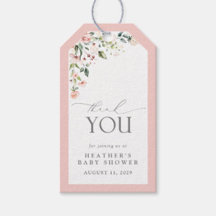 Elegant Rosa Flowers Garden Baby Shower Tack Presentetikett