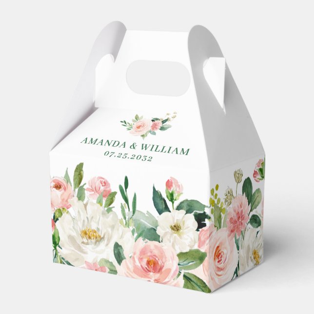 Elegant  Rosa Flowers Greenery Bröllop Presentaskar (Framsidan Sidan)