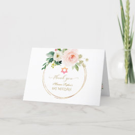 Elegant Rosa  Flowers Guld Photo Bat mitzvah Tack Kort