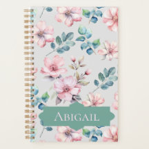 Elegant Rosa Flowers Light Grått Planner