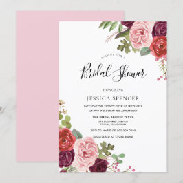 Elegant Rosa Flowers Möhippa Inbjudan