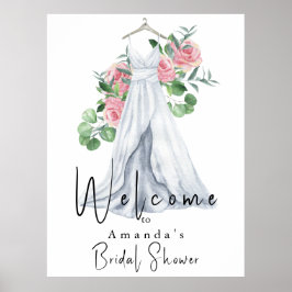 Elegant Rosa Flowers och Grey Möhippa Poster