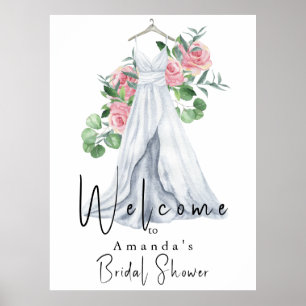 Elegant Rosa Flowers och Grey Möhippa Poster