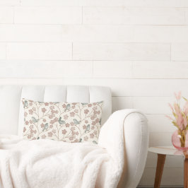 Elegant Rosa Flowers och Grönt Birds Mönster Lumbarkudde