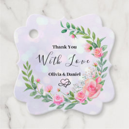 Elegant Rosa Flowers Tack Bröllop Gåvor Etiketter