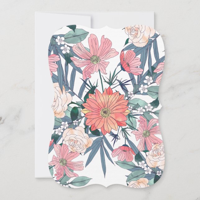 Elegant Rosa Flowers Watercolor Blommigt (Framsida)